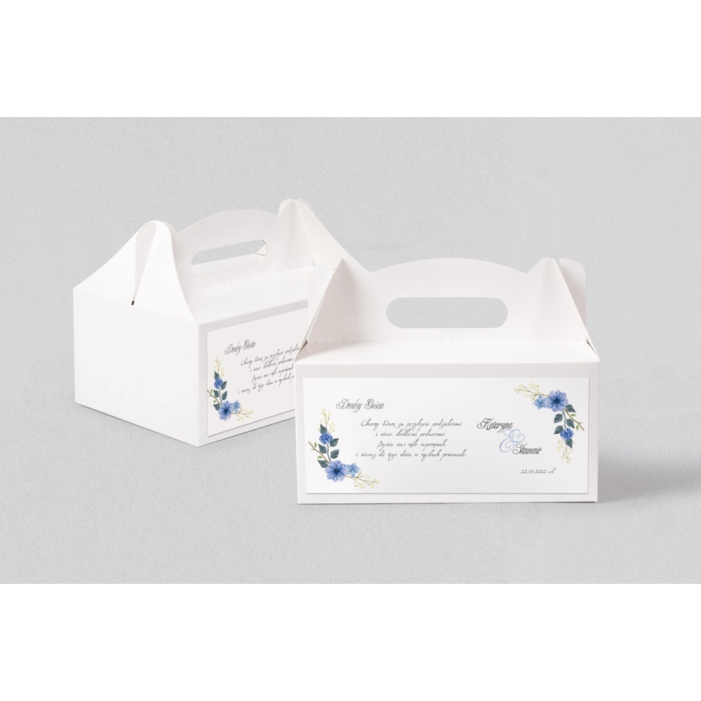 Pudełko na ciasto weselne Akwarelowe Wianki - Motyw 1
