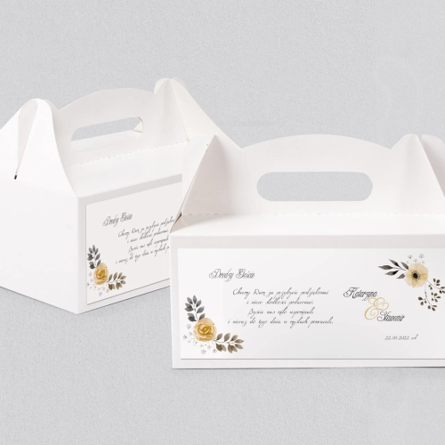 Pudełko na ciasto weselne Akwarelowe Wianki - Motyw 4