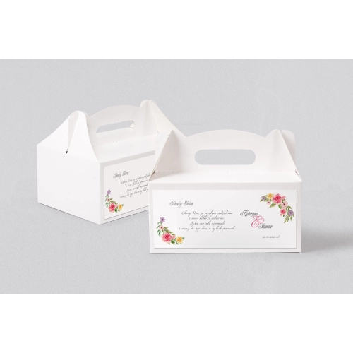 Pudełko na ciasto weselne Akwarelowe Wianki - Motyw 5