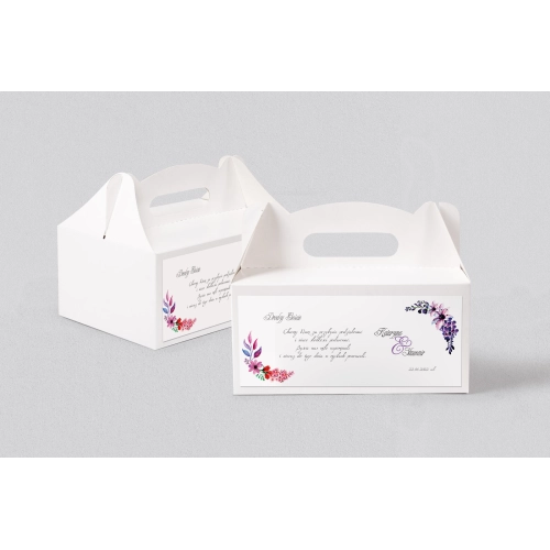 Pudełko na ciasto weselne Akwarelowe Wianki - Motyw 7