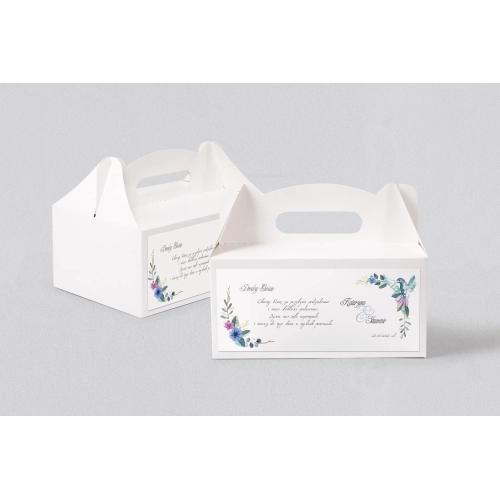 Pudełko na ciasto weselne Akwarelowe Wianki - Motyw 8