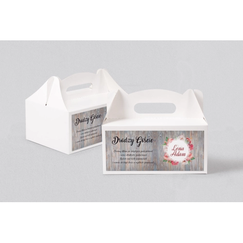 Pudełko na ciasto weselne Rustical Motyw 3