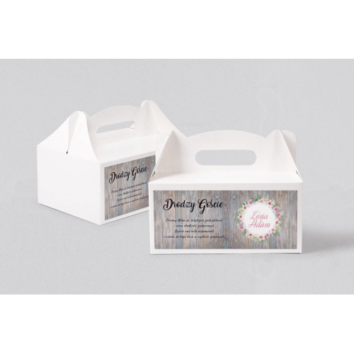 Pudełko na ciasto weselne Rustical Motyw 6
