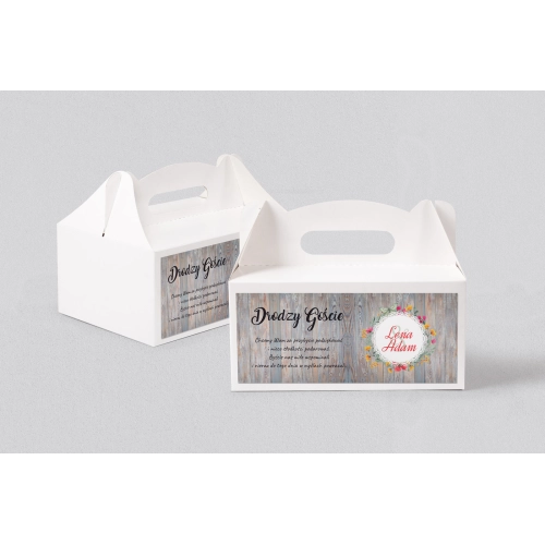 Pudełko na ciasto weselne Rustical Motyw 10