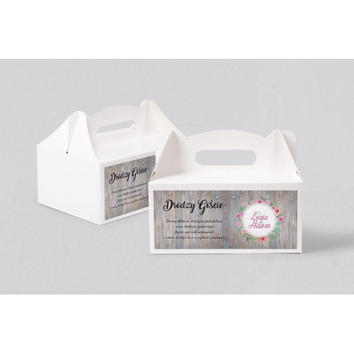 Pudełko na ciasto weselne Rustical Motyw 13