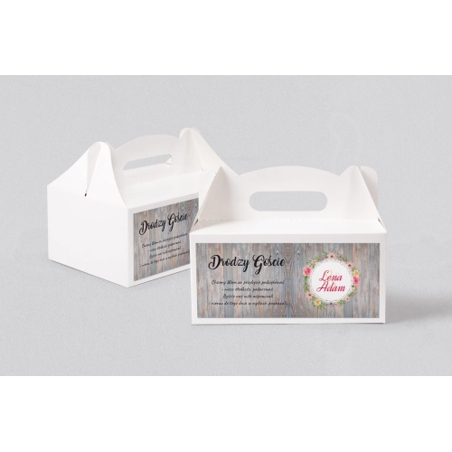 Pudełko na ciasto weselne Rustical Motyw 14