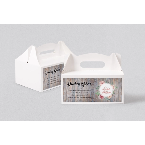 Pudełko na ciasto weselne Rustical Motyw 15