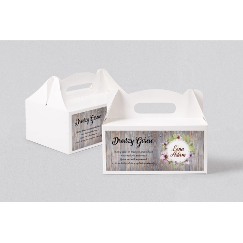 Pudełko na ciasto weselne Rustical Motyw 17