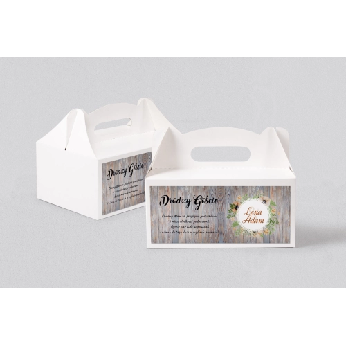 Pudełko na ciasto weselne Rustical Motyw 18