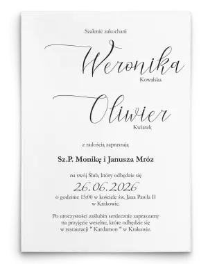 Zaproszenia ślubne Minimalistyczne
