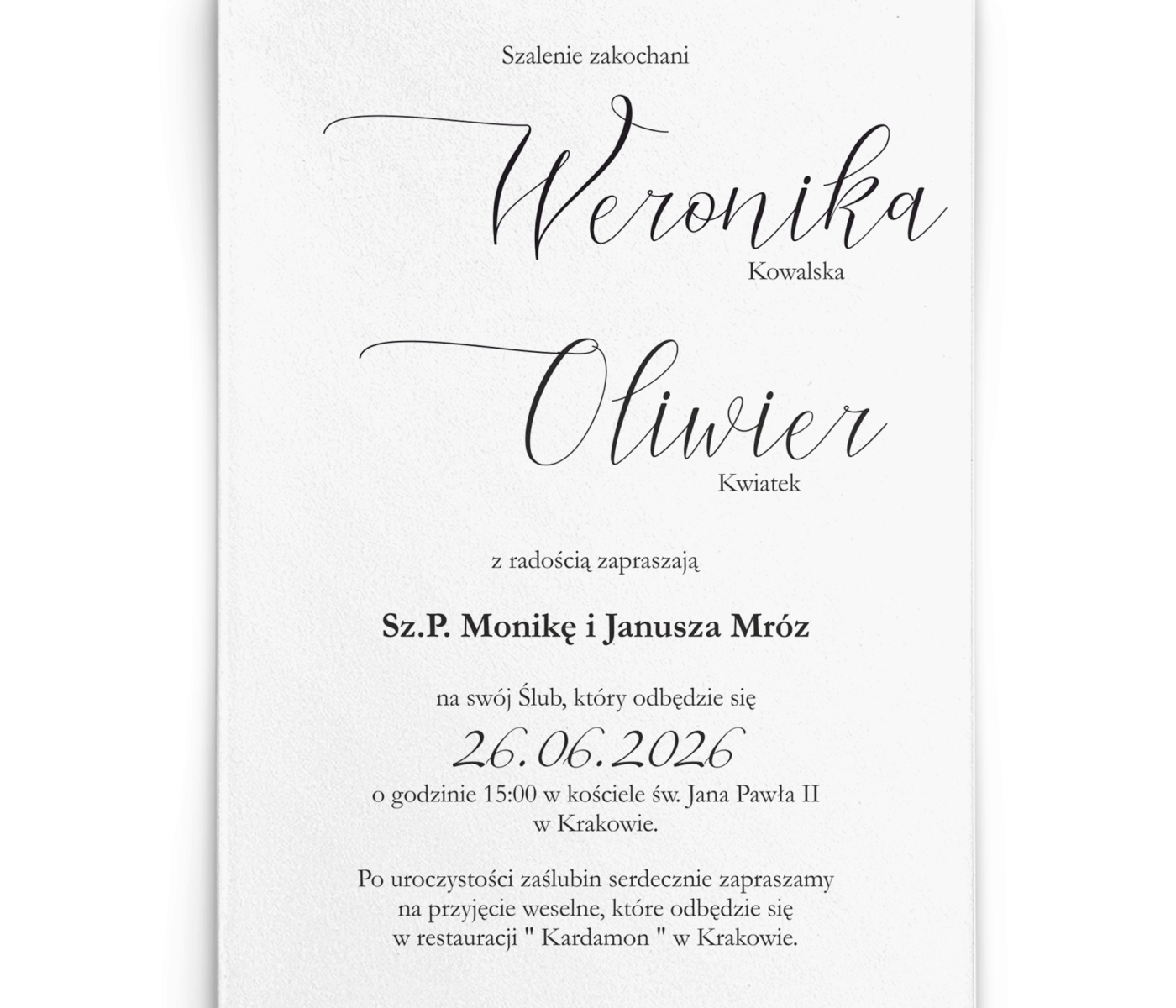 Zaproszenia ślubne Minimalistyczne - Motyw 1