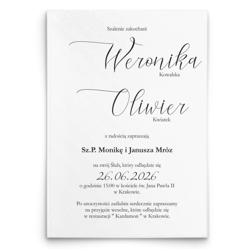 Zaproszenia ślubne Minimalistyczne - Motyw 1