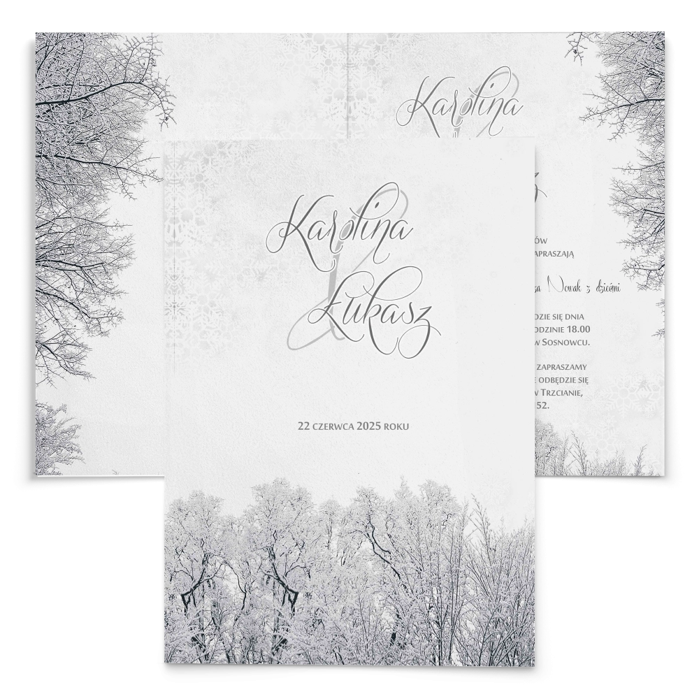 Zaproszenia ślubne Frozen - Składane Motyw 1