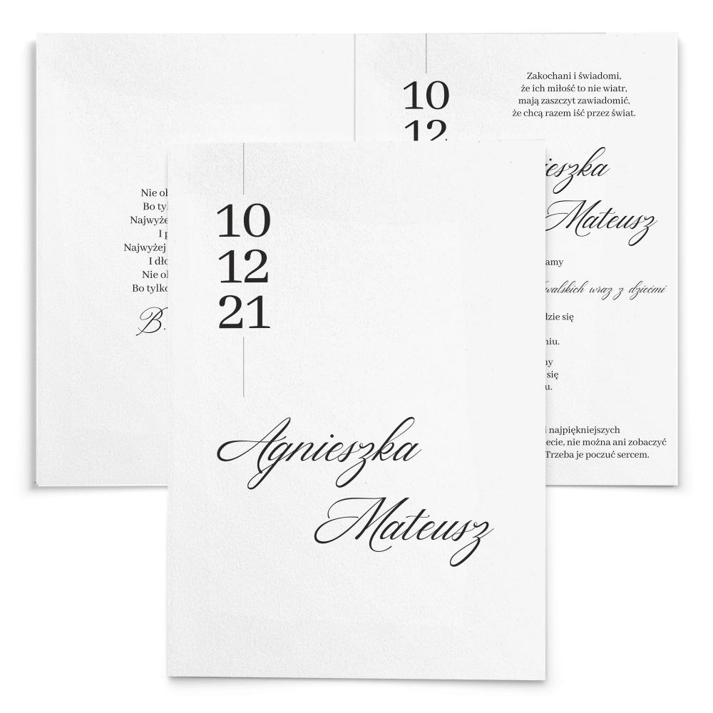 Zaproszenia ślubne Minimalistyczne - Składane Motyw 4