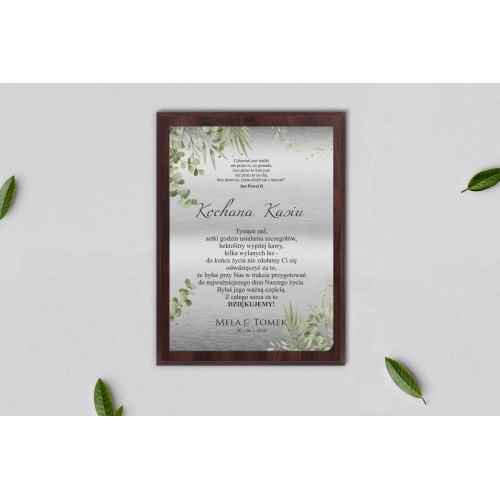 Dyplom ślubny dla świadków - Leaves Motyw 2