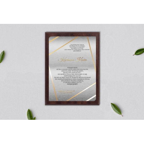 Dyplom ślubny dla świadków - Marmur & Złoto - Motyw 1