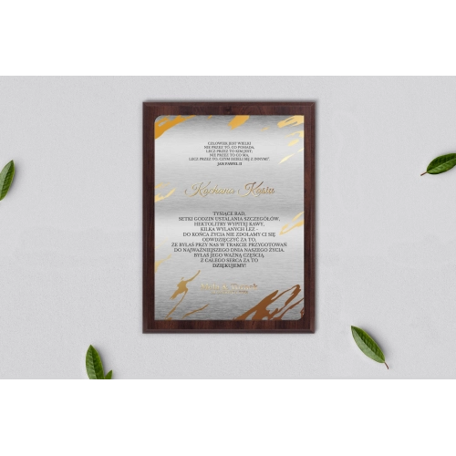 Dyplom ślubny dla świadków - Marmur & Złoto - Motyw 3