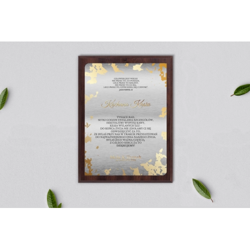 Dyplom ślubny dla świadków - Marmur & Złoto - Motyw 5