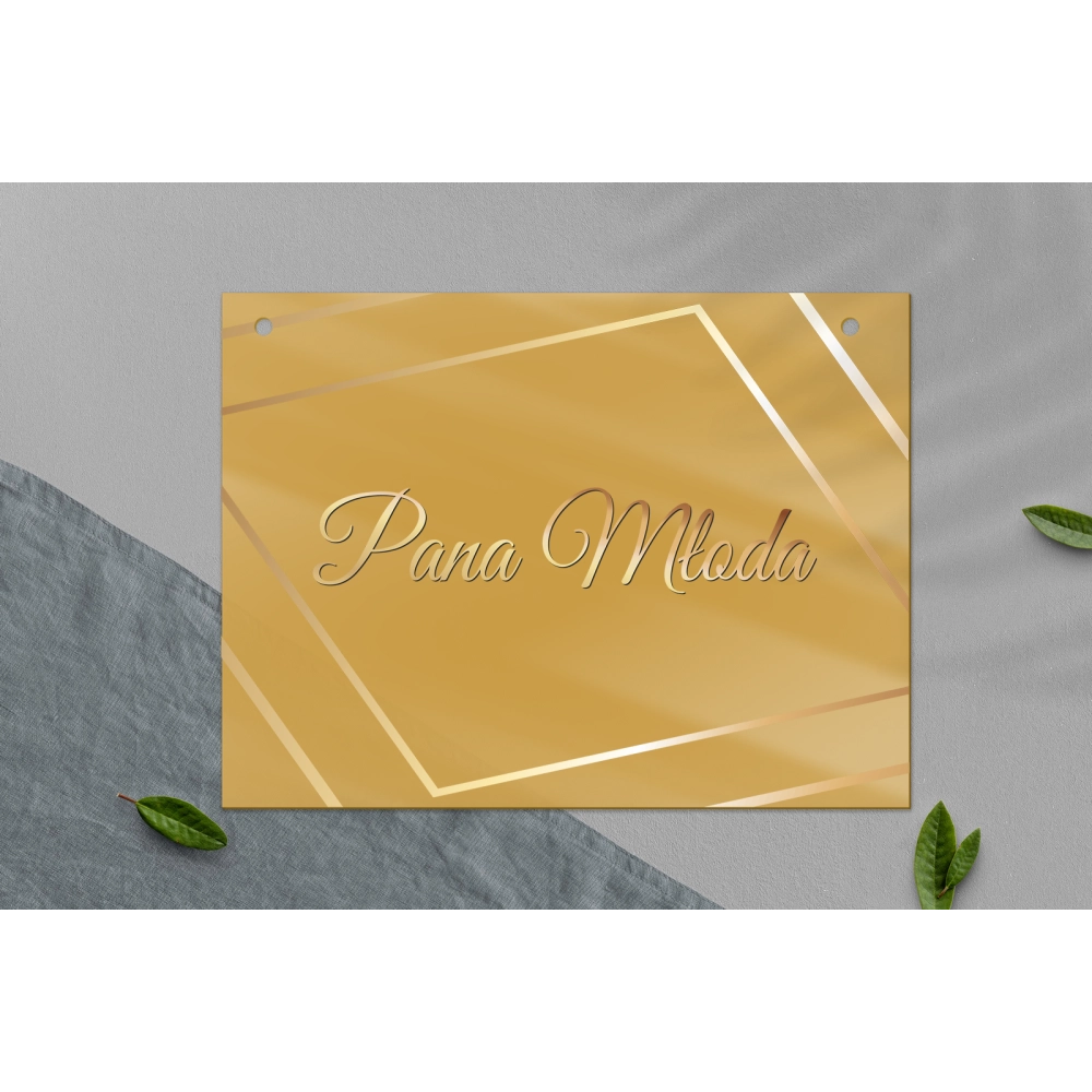 Zawieszka na krzesła - Prostokątna Marmur & Złoto - Motyw 1