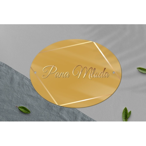 Zawieszka na krzesła - Owalna Marmur & Złoto - Motyw 1