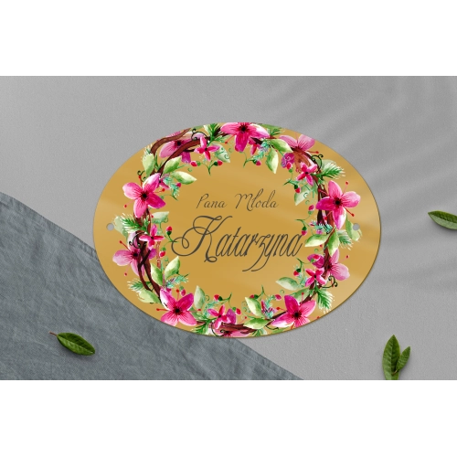 Zawieszka na krzesła - Owalna Akwarelowe Wianki Motyw 2