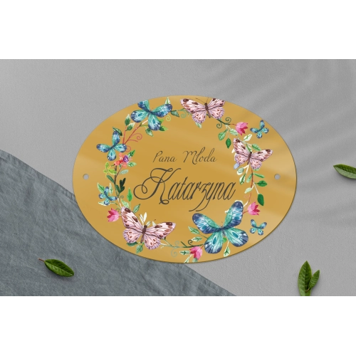 Zawieszka na krzesła - Owalna Akwarelowe Wianki Motyw 3