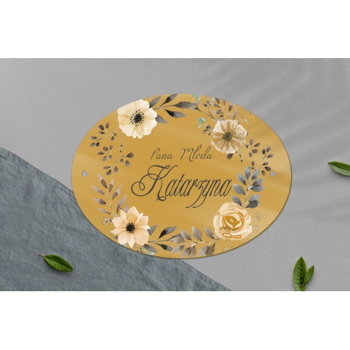 Zawieszka na krzesła - Owalna Akwarelowe Wianki Motyw 4