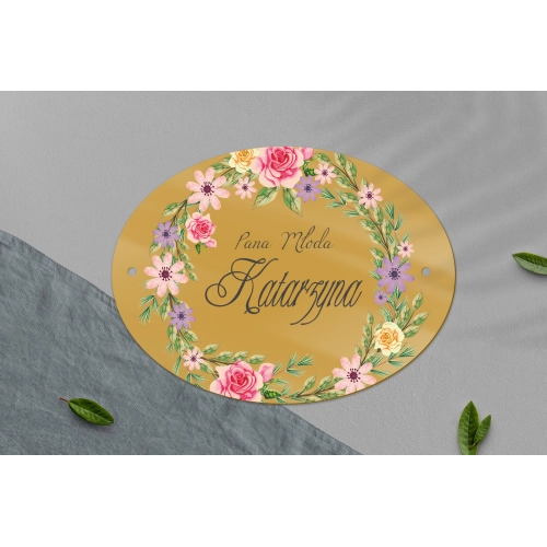 Zawieszka na krzesła - Owalna Akwarelowe Wianki Motyw 5