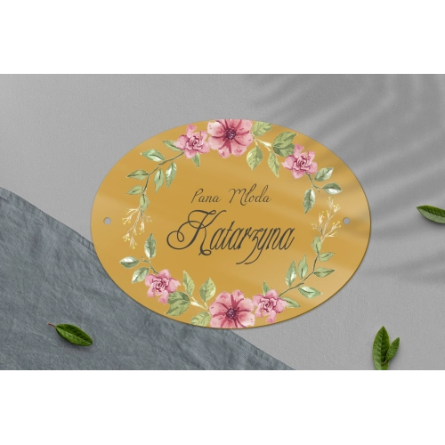 Zawieszka na krzesła - Owalna Akwarelowe Wianki Motyw 6