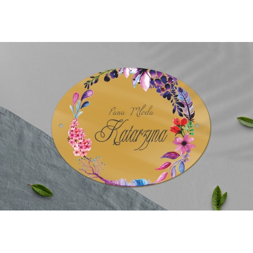 Zawieszka na krzesła - Owalna Akwarelowe Wianki Motyw 7