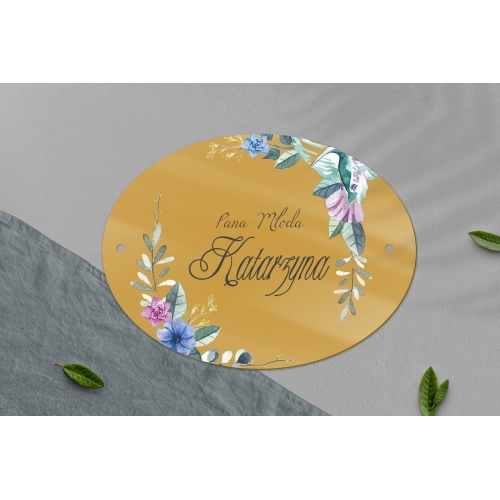 Zawieszka na krzesła - Owalna Akwarelowe Wianki Motyw 8