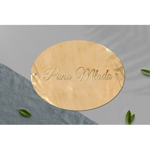 Zawieszka na krzesła - Owalna Marmur & Złoto - Motyw 4