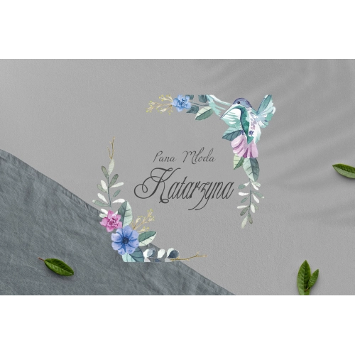 Zawieszka na krzesła - Prostokątna Akwarelowe Wianki Motyw 8