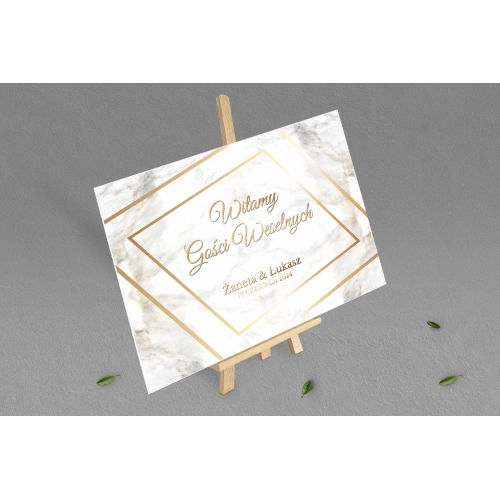 Tablica Powitalna - Marmur i Złoto Motyw 1