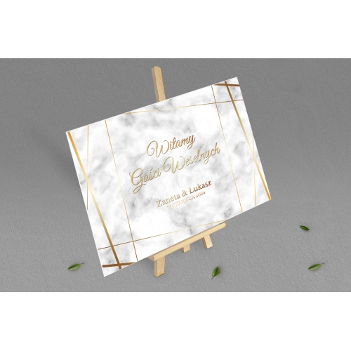 Tablica Powitalna - Marmur i Złoto Motyw 2