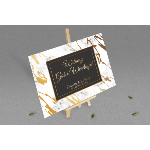 Tablica Powitalna - Marmur i Złoto Motyw 3