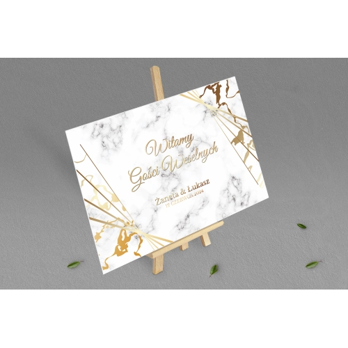 Tablica Powitalna - Marmur i Złoto Motyw 4