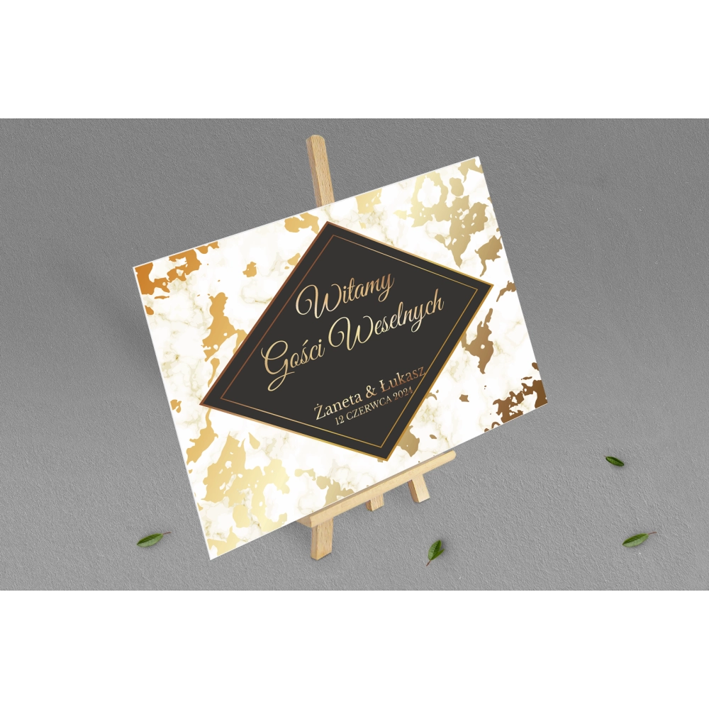 Tablica Powitalna - Marmur i Złoto Motyw 5