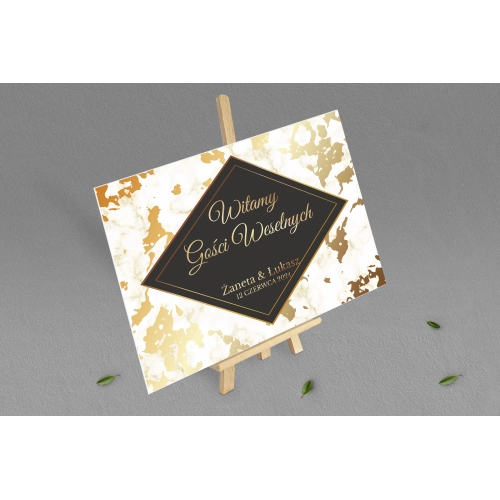 Tablica Powitalna - Marmur i Złoto Motyw 5