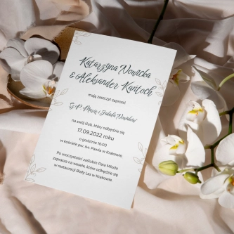 Zaproszenia ślubne Białe liście - Motyw 1