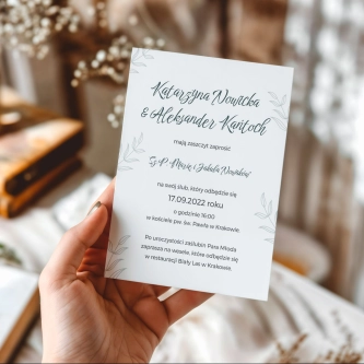 Zaproszenia ślubne Białe liście - Motyw 2