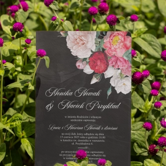Zaproszenia ślubne Black Flowers - Motyw 2