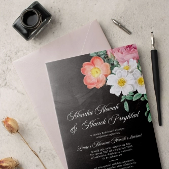 Zaproszenia ślubne Black Flowers - Motyw 3