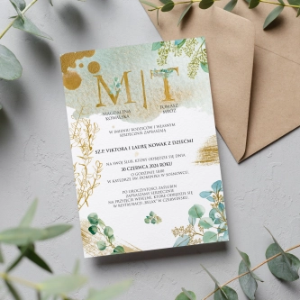 Zaproszenia ślubne Golden Green - Motyw 3