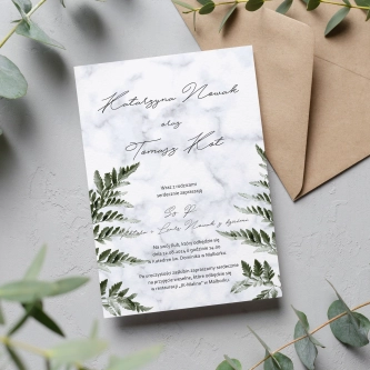 Zaproszenia ślubne Marble leaf - Motyw 2