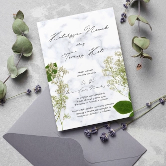 Zaproszenia ślubne Marble leaf - Motyw 3