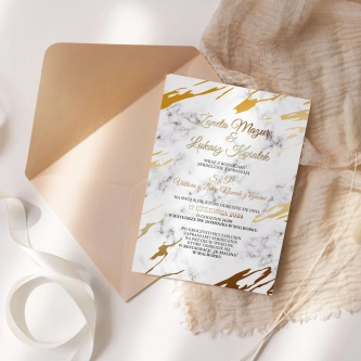 Zaproszenia ślubne Marmur & Złoto - Motyw 3