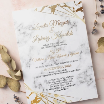 Zaproszenia ślubne Marmur & Złoto - Motyw 4