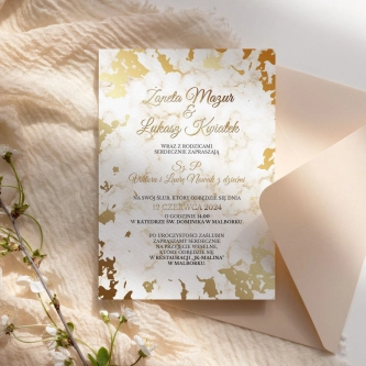 Zaproszenia ślubne Marmur & Złoto - Motyw 5