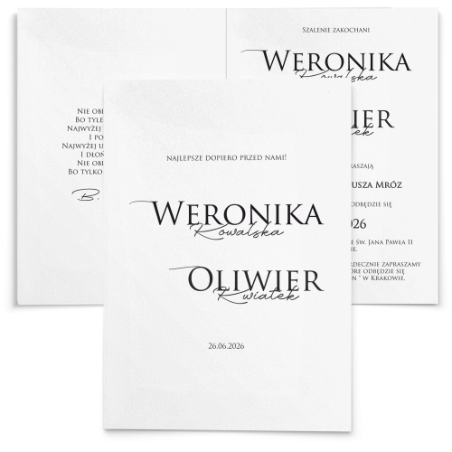 Zaproszenia ślubne Minimalistyczne - Składane Motyw 2